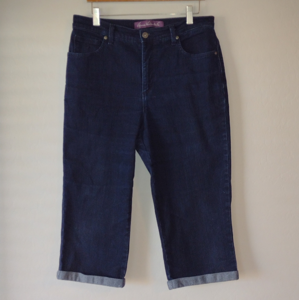 Gloria Vanderbilt Amanda Skimmer/Capris Women's Dark Wash Blue Cropped Size-8